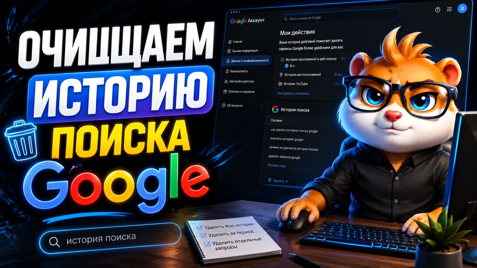 Как Удалить или Очистить Историю Поиска Google на Компьютере
