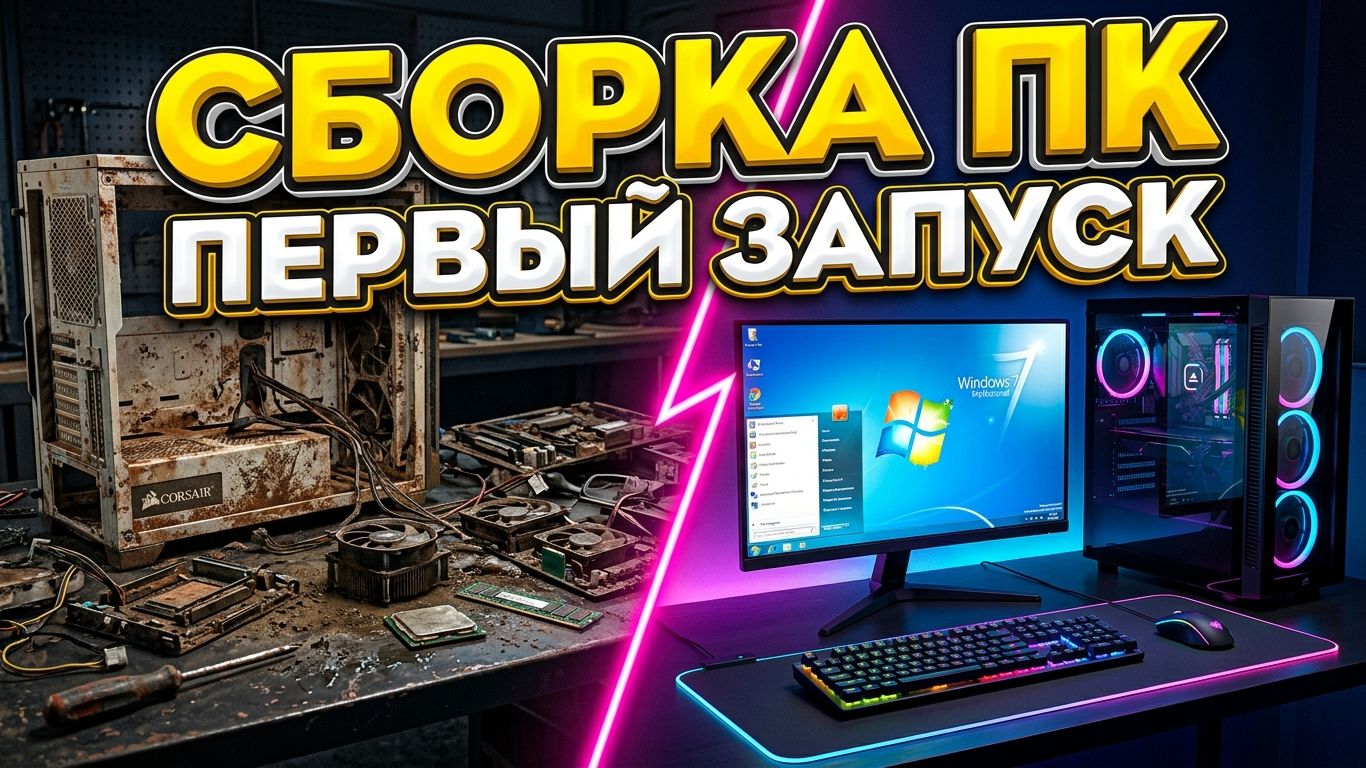 ⚡ ВОЗРОЖДЕНИЕ НАСТОЛЬНОГО ПК (ЧАСТЬ 2): Сборка, замена термопасты и первый запуск Windows 7 💻