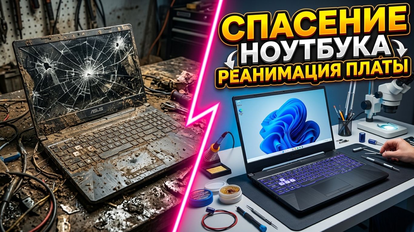 💻 НОУТБУК БЫЛ УНИЧТОЖЕН: Спасение разбитого и залитого грязью портативного ПК 🔌