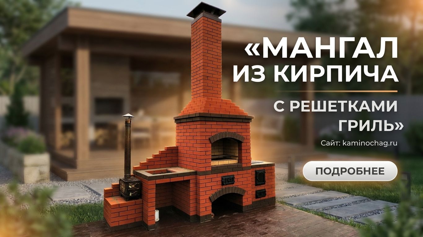 Мангал из кирпича с решетками гриль