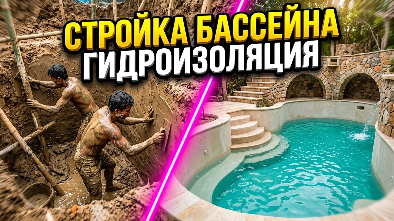 🧱 БАССЕЙН ВОКРУГ ЗЕМЛЯНКИ (ЧАСТЬ 3): Гидроизоляция глиной, ступени и желоба для воды 🌿