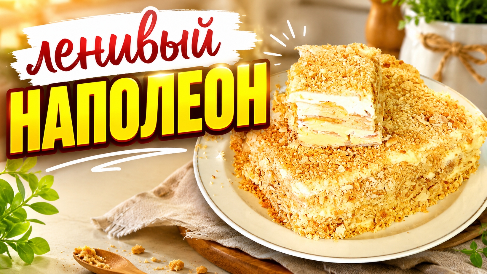 Ленивый торт НАПОЛЕОН! Заварной крем рецепт.