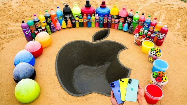 Как сделать логотип APPLE из цемента, IPhone 16 против Fanta, Mtn Dew, Coca Cola против Mentos