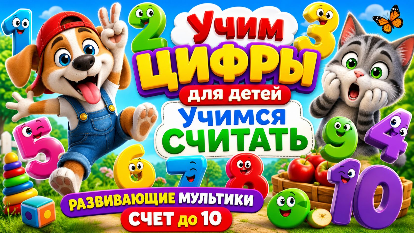 🔢🔟 Учим цифры и счёт до 10 — развивающий мультик для малышей | Учимся считать ✨