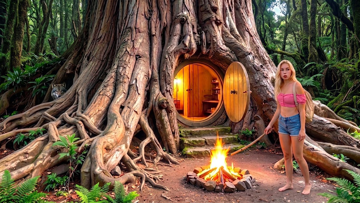 Я построила секретный домик на дереве в лесу 🌲 Строительство убежища для выживания АСМР. Таймлапс