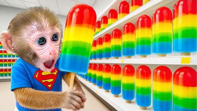 Обезьянка Бон-Бон отправилась в супермаркет, чтобы купить игрушечную машинку и нарвать разноцветных