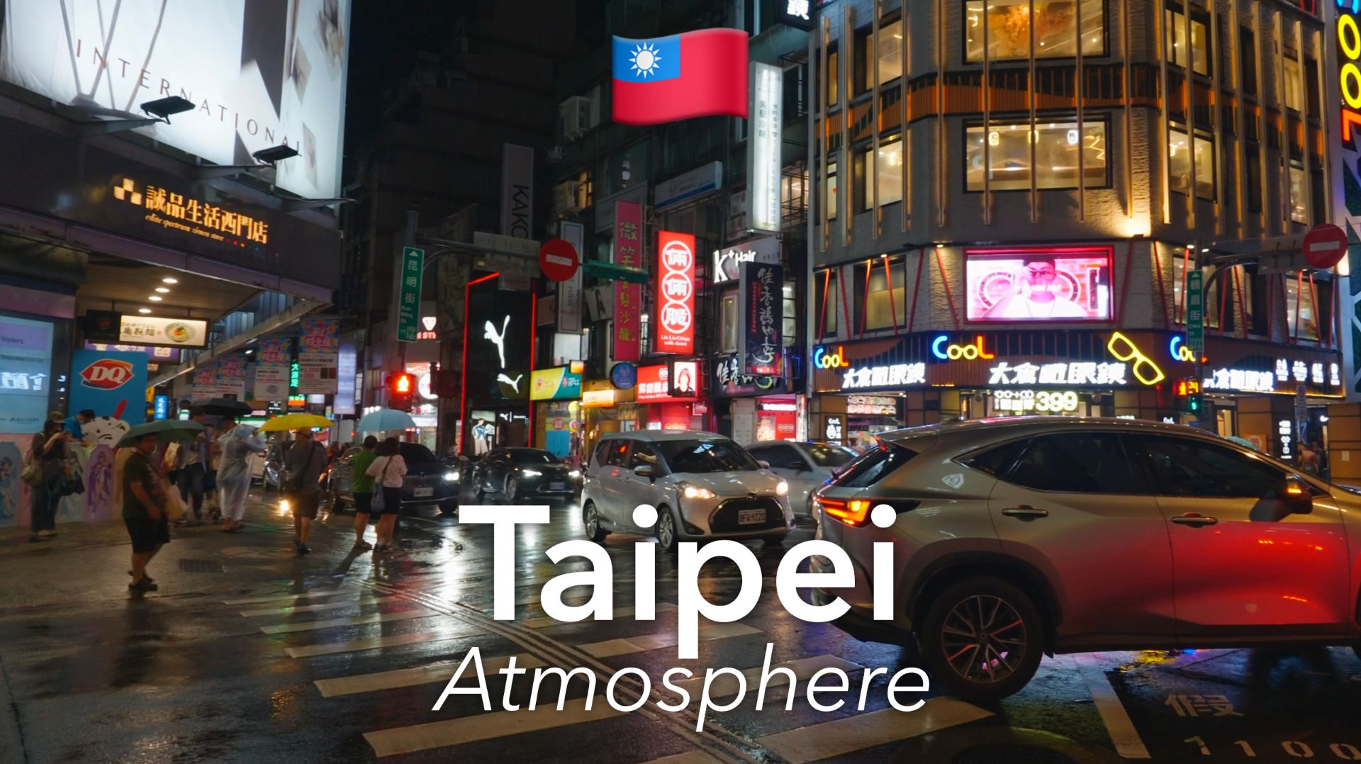 Taipei Night Walk In 4K / No Music Or Filters / Taiwan 🇹🇼