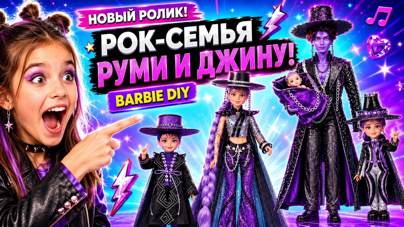 Рок-семья Руми и Джину из кукол Barbie! Куклы ЛОЛ ОМГ!