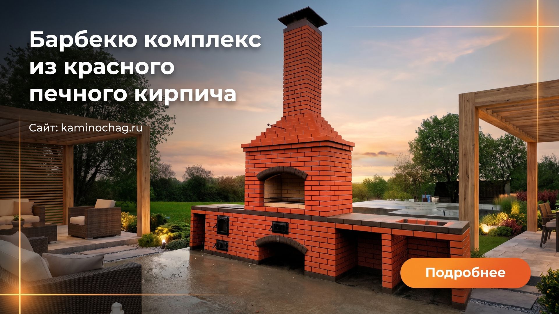 Строительство барбекю из красного печного кирпича в Московской области