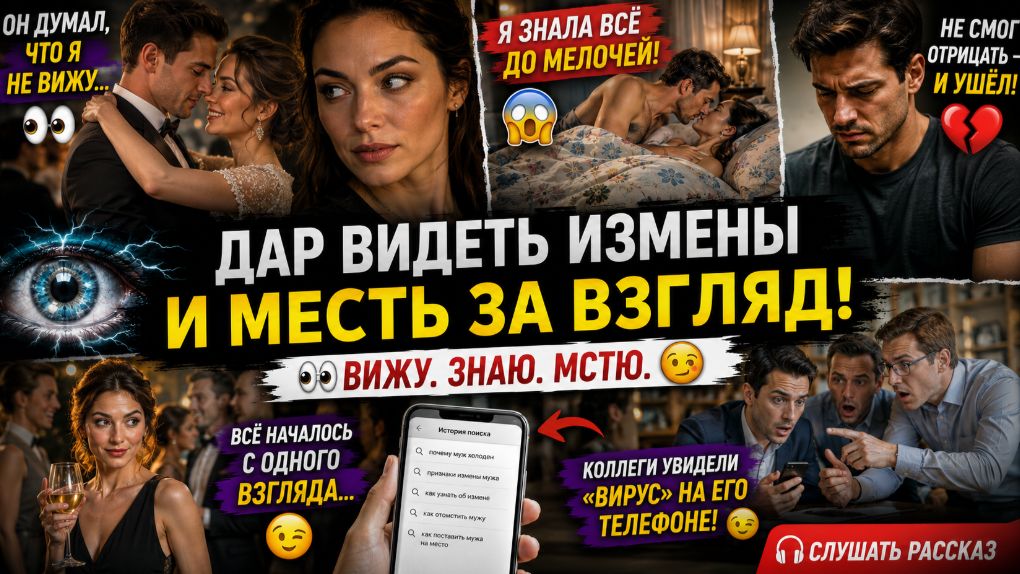 История из жизни: дар видеть измены и месть за взгляд | Аудио рассказ 👀💔😏