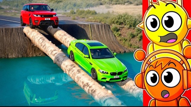 СПРУНКИ РЕАГИРУЮТ НА БИМКУ- ТАЧКИ ПРОТИВ СТАРОГО МОСТА- КТО ПРОЕДЕТ? (BeamNG Drive)
