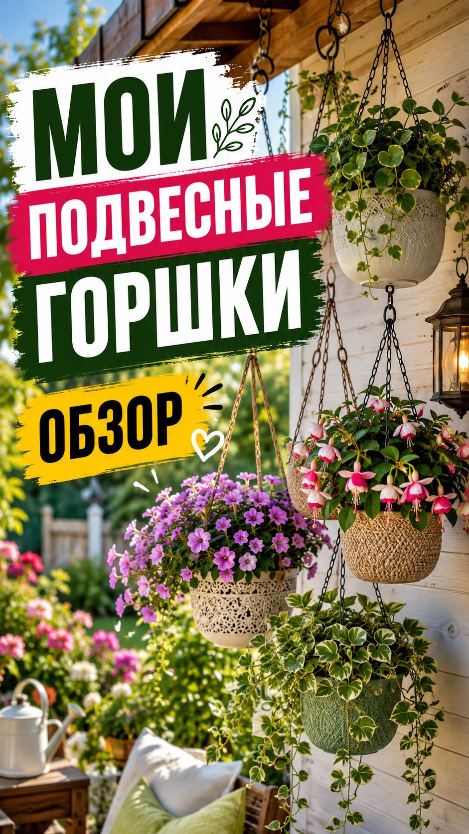 Обзор моих подвесных горшков с растениями