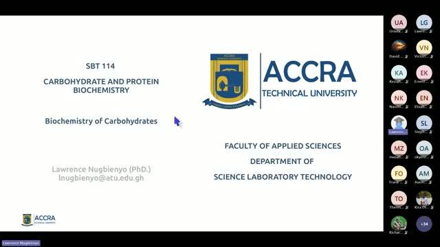 SBT 114 Carbohydrate & Protein Biochemistry: Biochemistry Of Carbohydrates