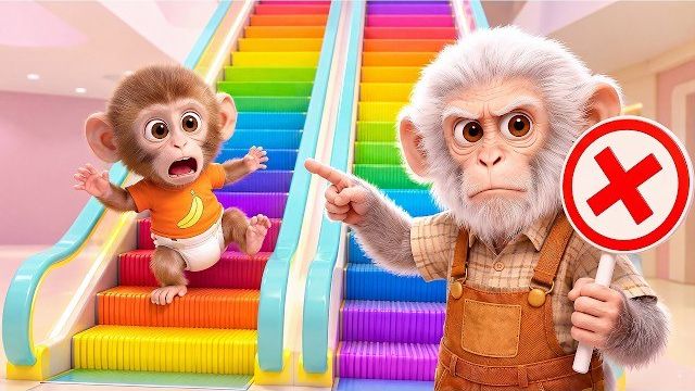 Нет, это опасно, обезьянка! | Песня Безопасность на эскалаторе | Детские стишки