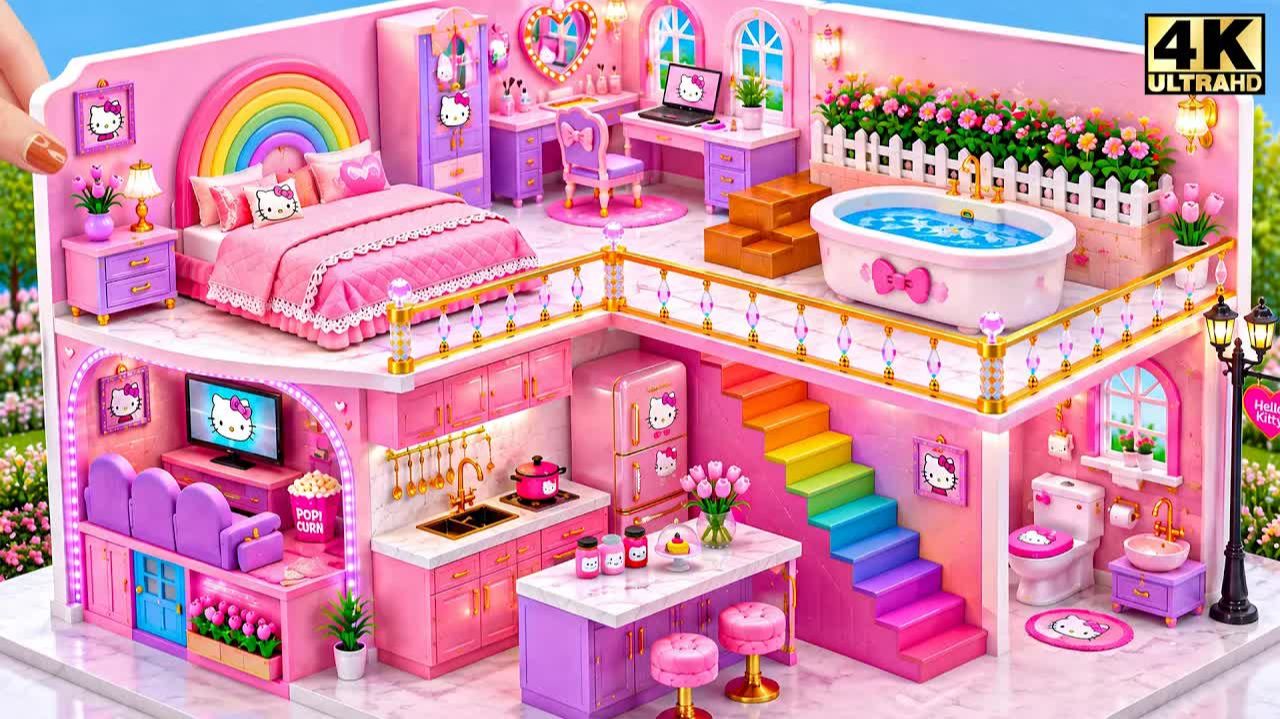 🌈💗 РЕЛАКС СДЕЛАЙ САМ: РОЗОВЫЙ МИНИ-ДОМИК С КИНОТЕАТРОМ И КУХНЕЙ ❤️｜ СДЕЛАЙ САМ МИНИ-ДОМИК
