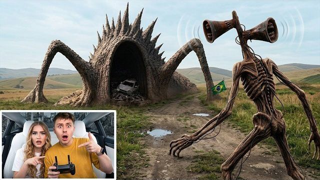 Мой дрон снял SIREN HEAD против LAND EATER в реальной жизни!