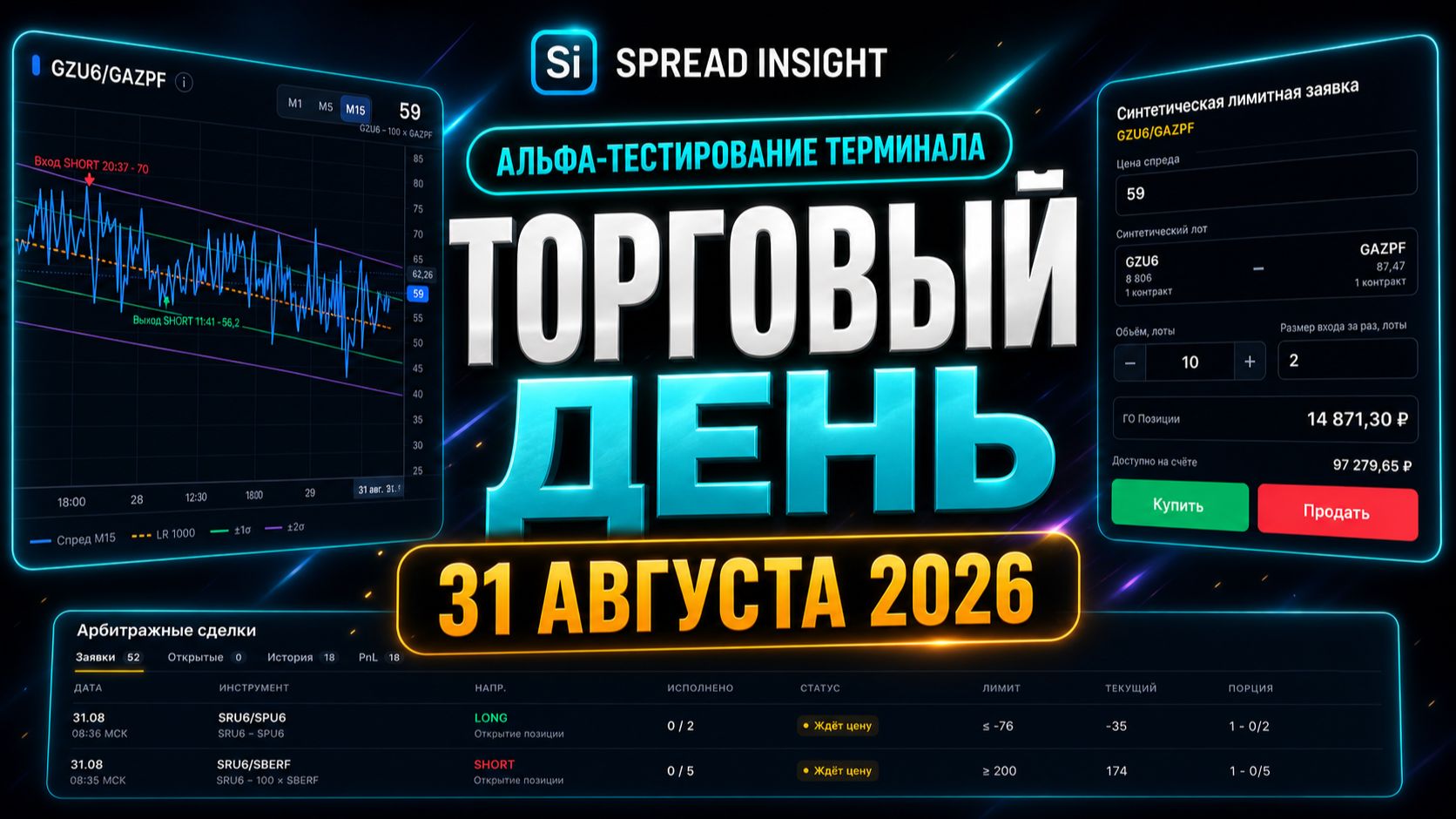 Альфа-тестирование терминала: Торговый день: 31 августа 2026