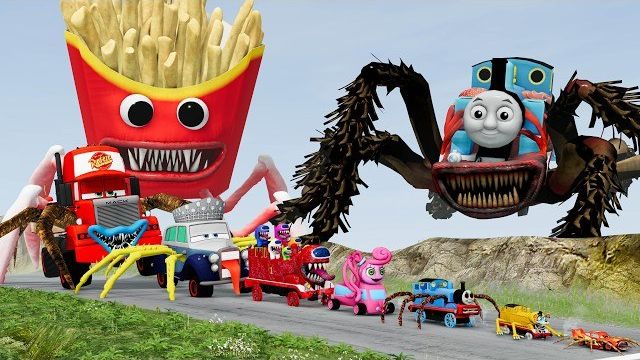 ВСЕ МОНСТРЫ. Большие и маленькие машины против безумного спуска с Potato Monter Eater и BUS EATER