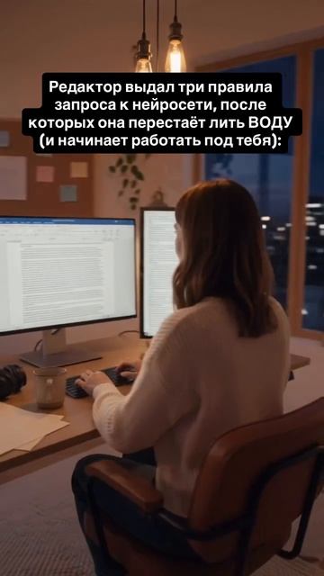 Редактор выдал три правила запроса к нейросети, после которых она перестаёт лить ВОДУ: