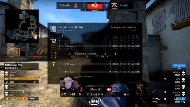 CS:GO - Astralis Vs. Fnatic [Inferno] Map 3 - Semifinals - IEM Chicago 2018