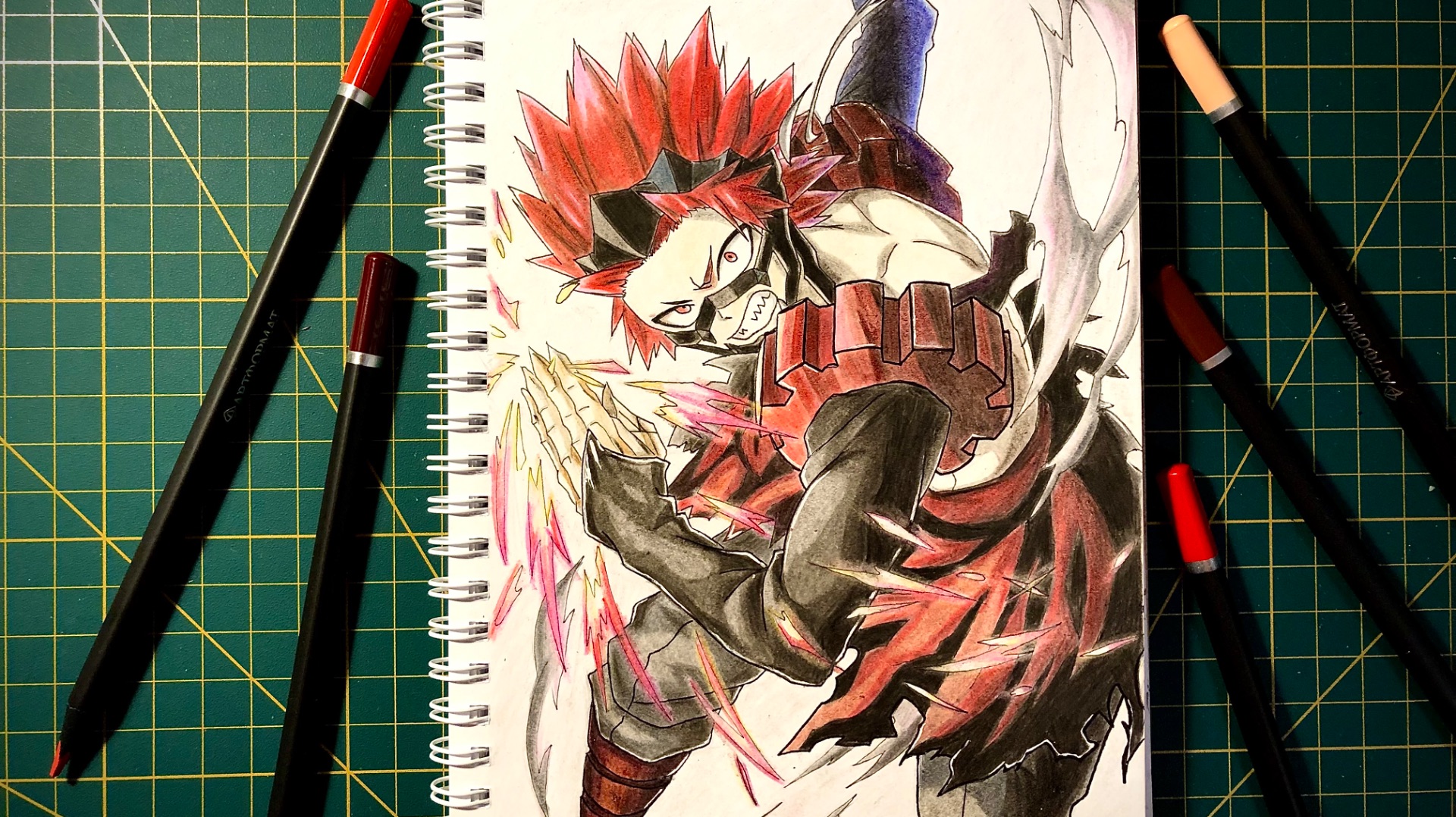 Kirishima Eijirou - «My Hero Academia»  Process Drawing