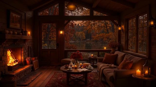 ШУМ ДОЖДЯ И КАМИНА ЗА ОКНОМ 🍂 УЮТНАЯ АТМОСФЕРА ДЛЯ КРЕПКОГО СНА