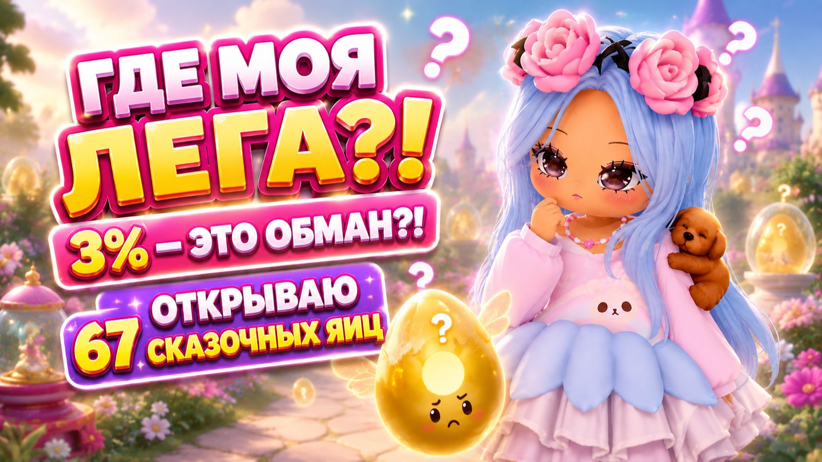 🥚💰ГДЕ МОЯ ЛЕГА? 3% - ОБМАН? ОТКРЫВАЮ 67 СКАЗОЧНЫХ ЯИЦ! #адоптми #adoptmeroblox