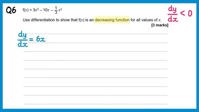 Differentiation (Increasing And Decreasing Functions) Exam Question Solutions
