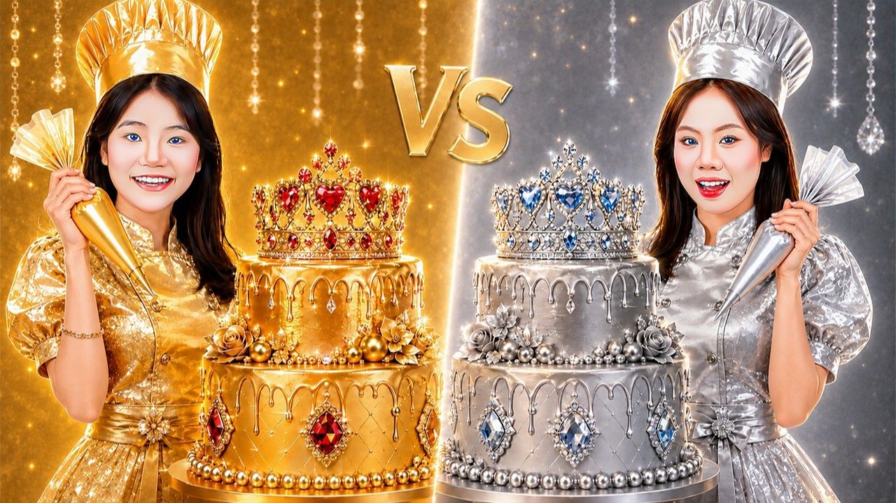 Золотая Девушка Vs Серебряная Девушка На Испытании По Украшению Торта!