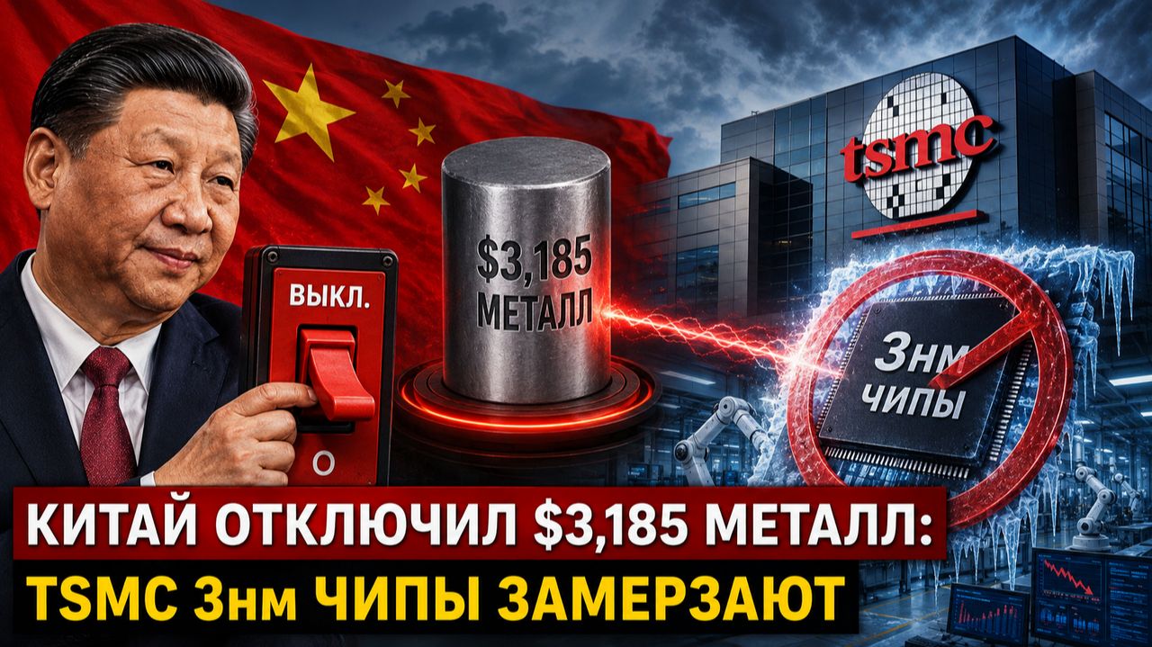 КИТАЙ ОТКЛЮЧИЛ МЕТАЛЛ ЗА $3185, ЧТОБЫ ЗАМОРОЗИТЬ ЧИПЫ TSMC 3НМ!