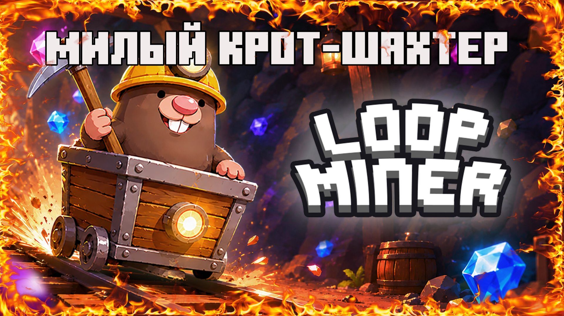 Милый крот-шахтер в игре Loop Miner
