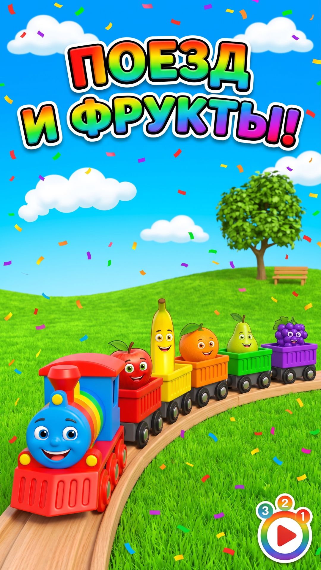 Поезд фруктовой радуги 🚂🌈 Учим цвета и фрукты Волшебство ТВ