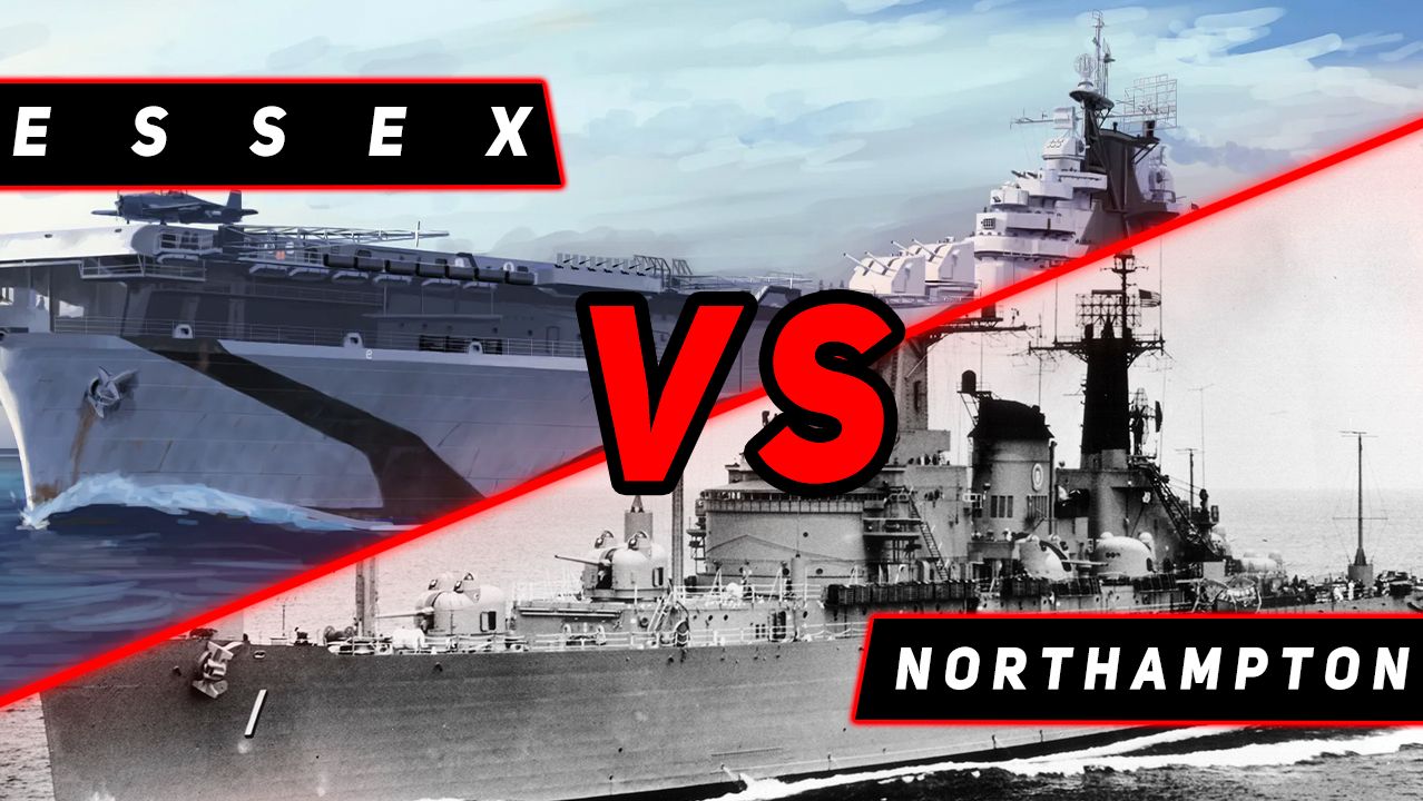 CRUISER NORTHAMPTON VS AIRCRAFT CARRIER ESSEX! MIR KORABLEY