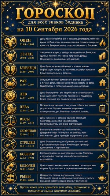 10 Сентября. Гороскоп для всех знаков Зодиака