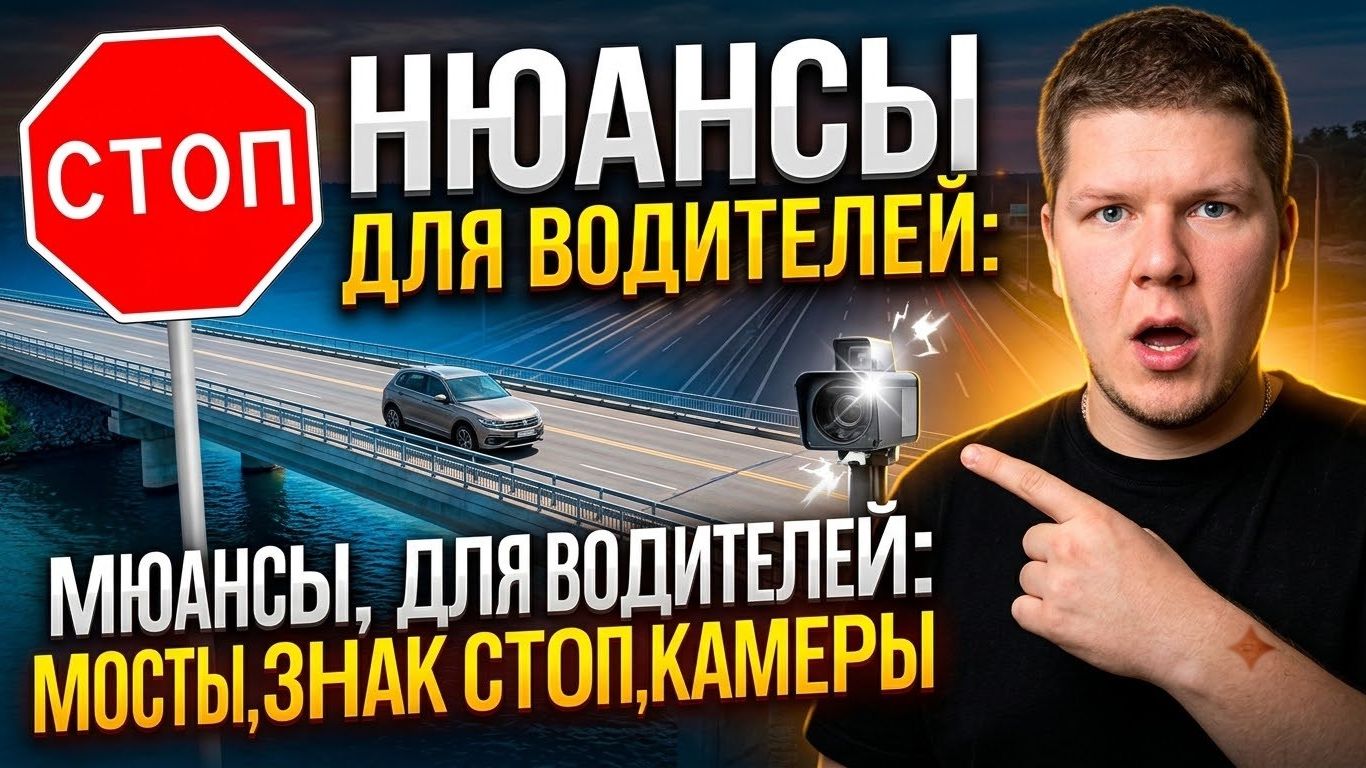 Нюансы для водителей. Мосты. Знак СТОП. Меняем камеры.