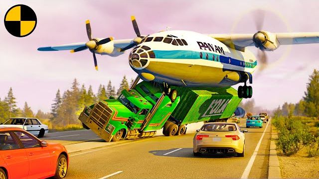 Аварийная посадка самолета на шоссе | Кинематографический симулятор BeamNG Drive