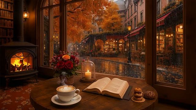 КОФЕ, ДОЖДЬ И ОСЕННИЙ ДЖАЗ ☕ КАМИН ДЛЯ СПОКОЙНОГО ВЕЧЕРА