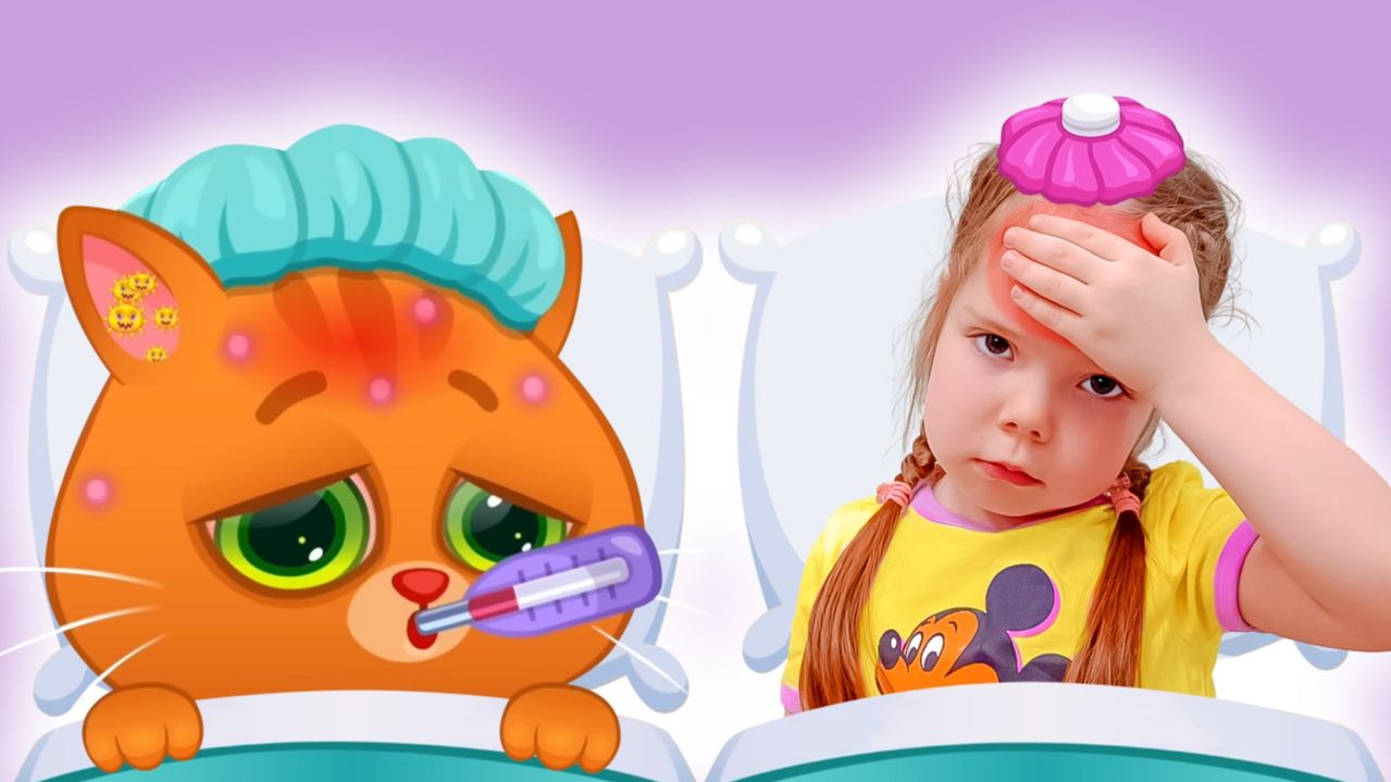 Мультики для детей про котика Bubbu, кошечку Кис Кис и Настю попали в больницу