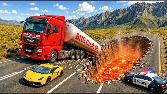 Лавовая яма против автомобилей Cars Crash Test Challenge