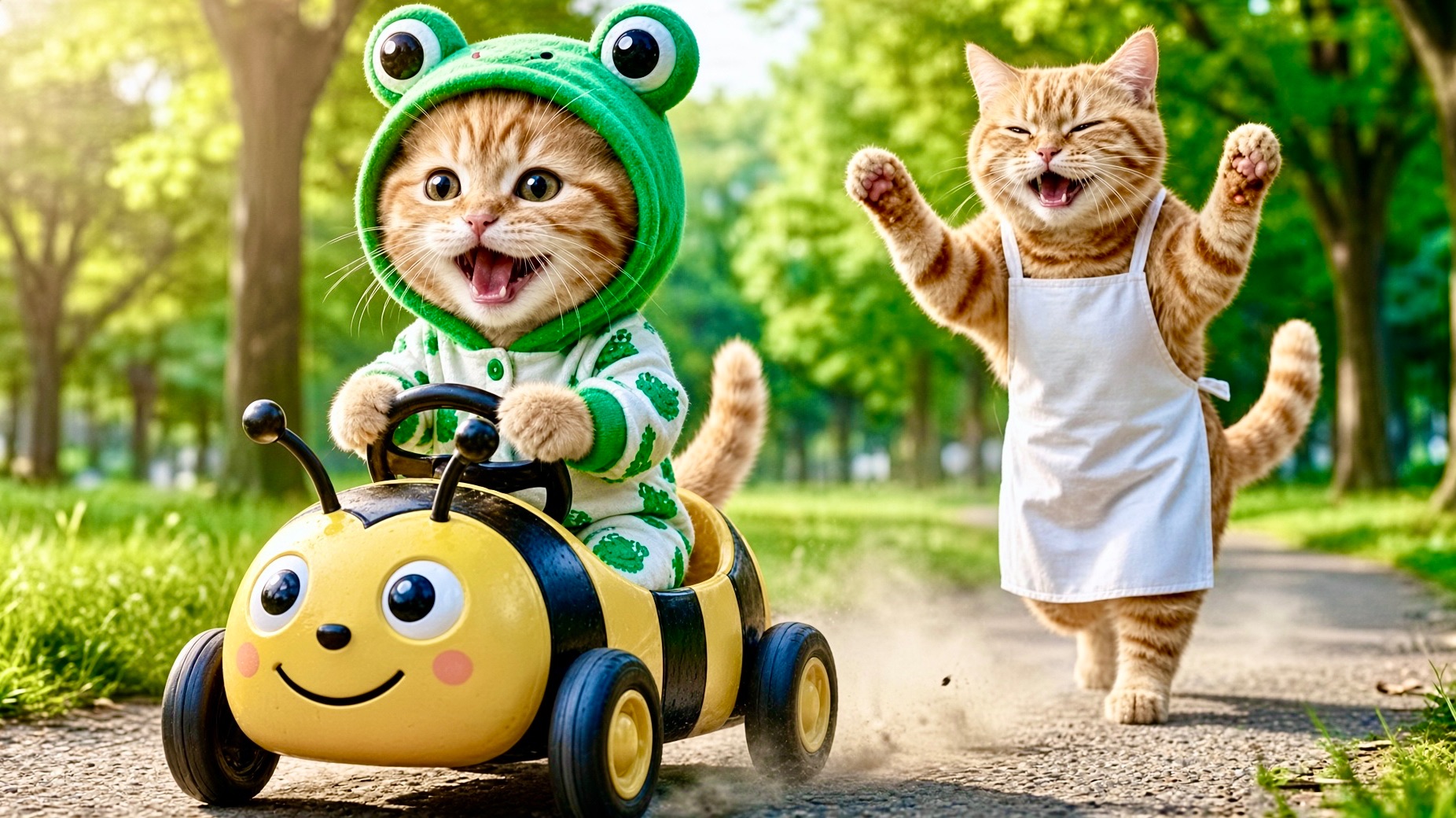 Мама кошка и котенок купили машинку ❤️ Милые ИИ Мультики для Детей