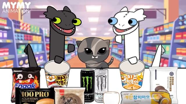 Chipi Chipi Chapa Chapa VS Toothless - Convenience Store BLACK WHITE MUKBANG Toothless Dancing Meme