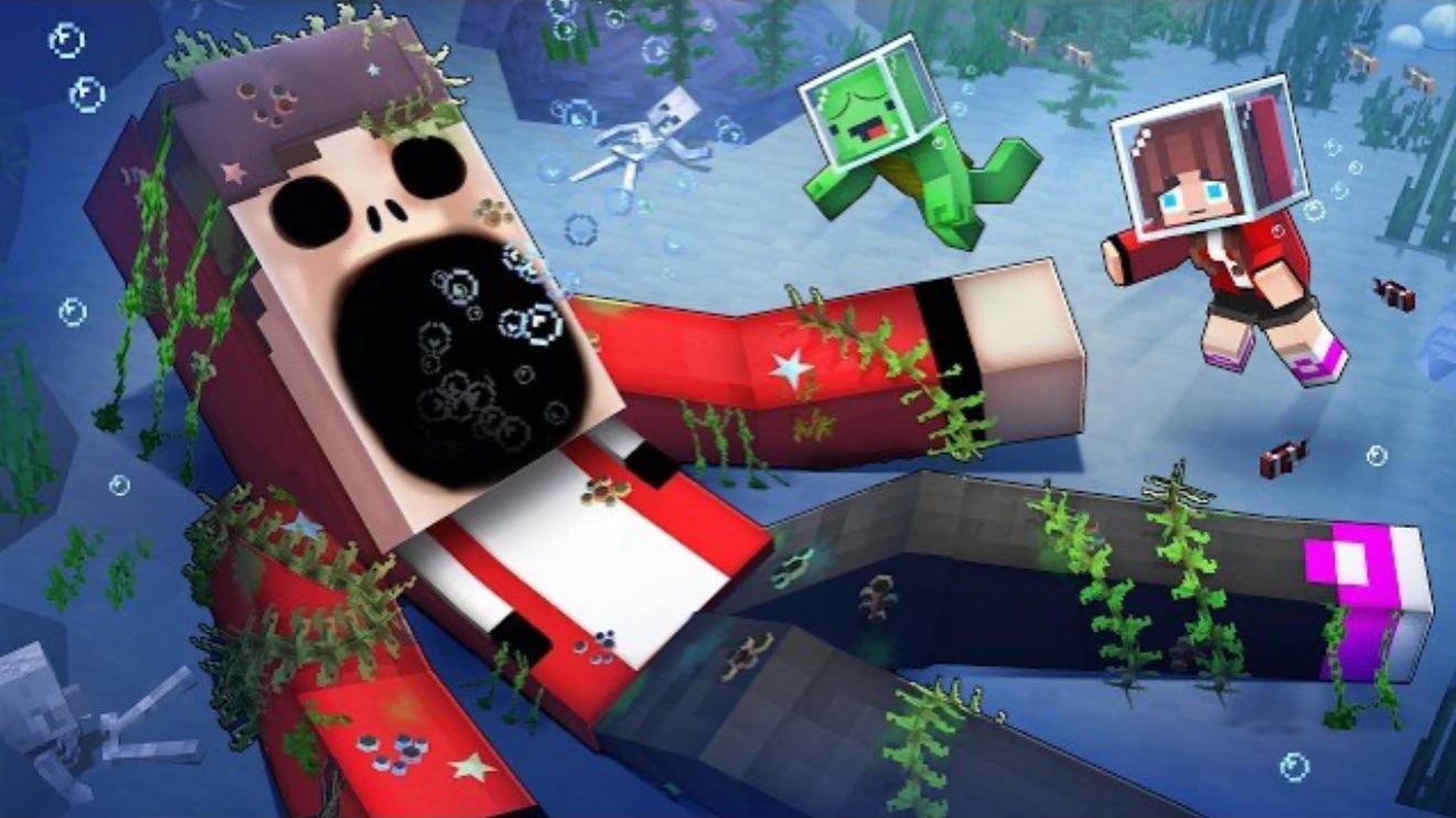 Джей-Джей оказался под водой — Анимация Maizen по Minecraft