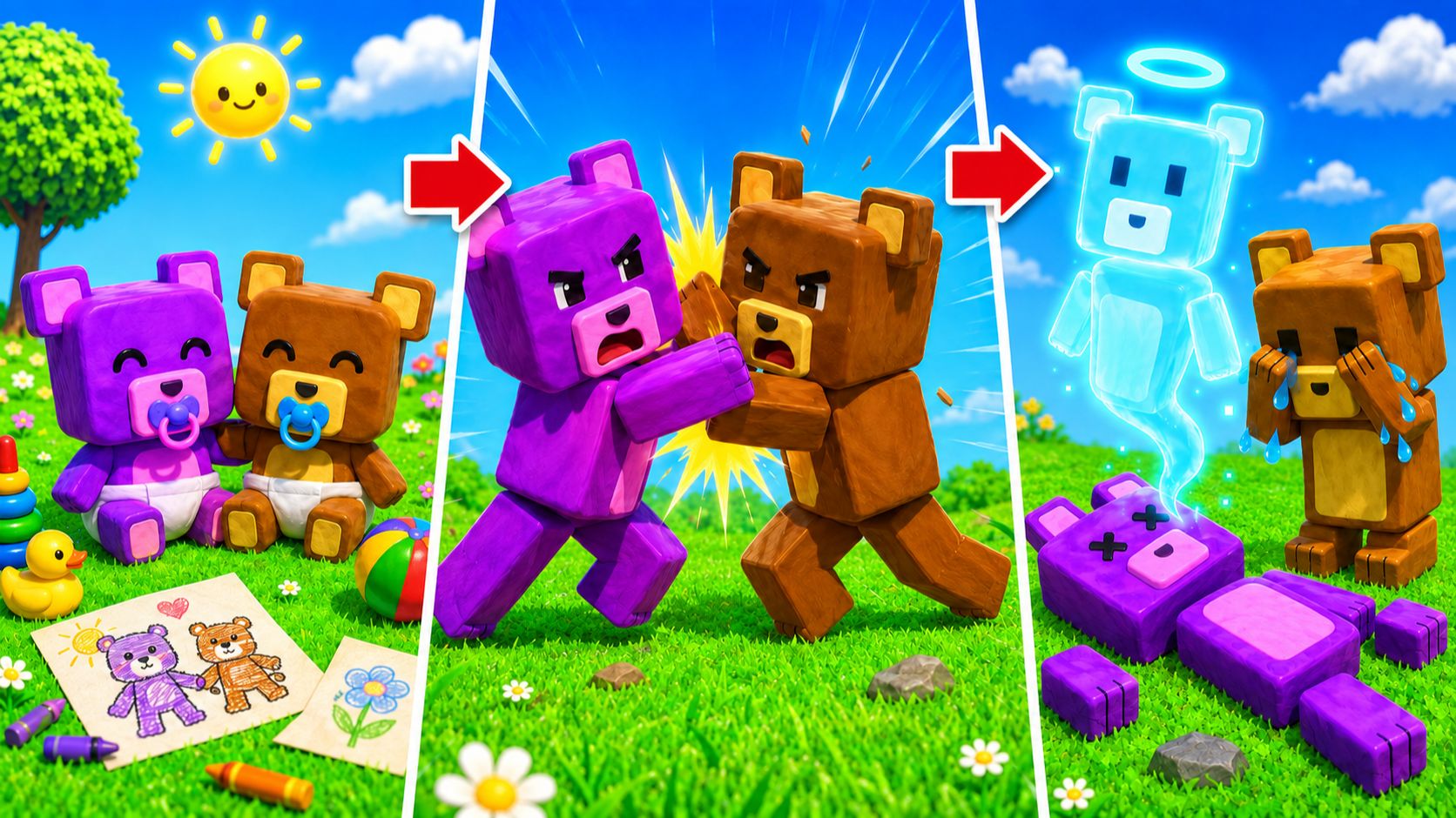 😂КАК МЕНЯЛСЯ ФИОЛЕТОВЫЙ МЕДВЕДЬ БРАТ БААРЕНА В СУПЕР МИШКА? В ИГРЕ SUPER BEAR ADVENTURE