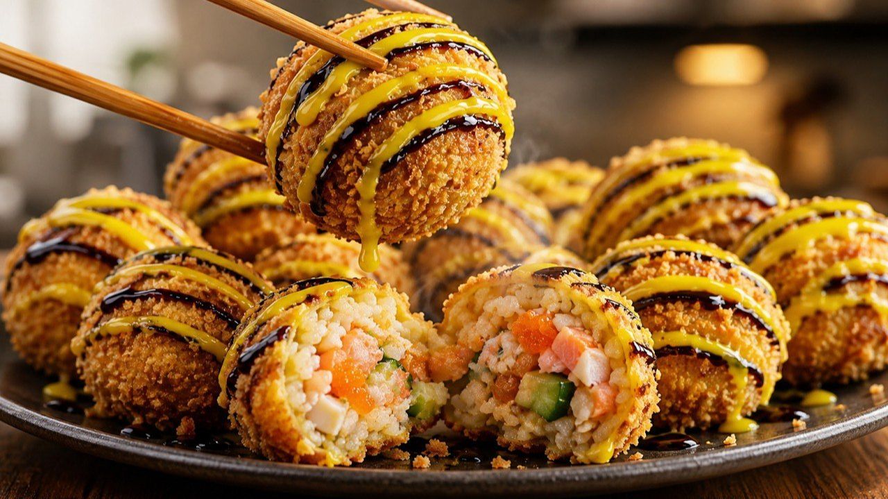 Суши в новом формате! 🍣 Хрустящие шарики с нежной начинкой 🥢