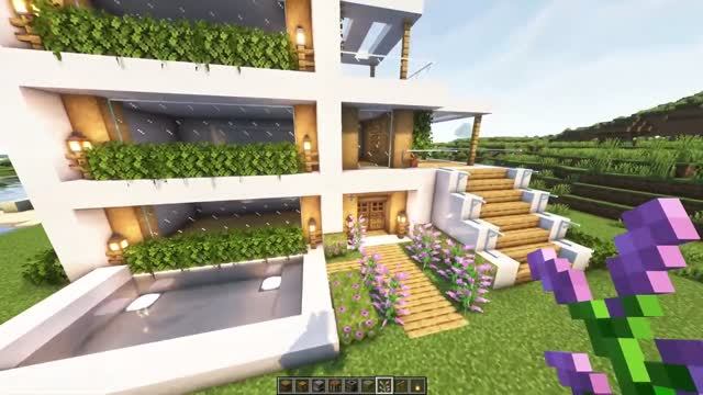 Как построить в Майнкрафт современный дом с бассейном! Minecraft!