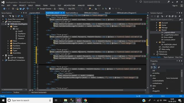 C# User Registration Form In Asp.Net Mvc 5