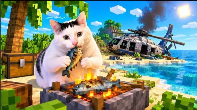КИСКА (PUSSY) ВЫЖИВАЕТ НА НЕОБИТАЕМОМ ОСТРОВЕ В МАЙНКРАФТЕ | Minecraft