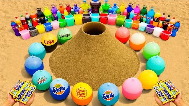 Эксперимент: Извержение зубной пасты из гигантской ракеты Coca Cola, шарики Fanta, Orbeez