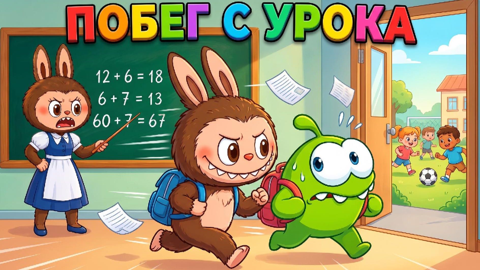 ПОБЕГ С УРОКА! 😱 ЛАБУБУ И АМ НЯМ СБЕЖАЛИ ИЗ КЛАССА 🏫😂