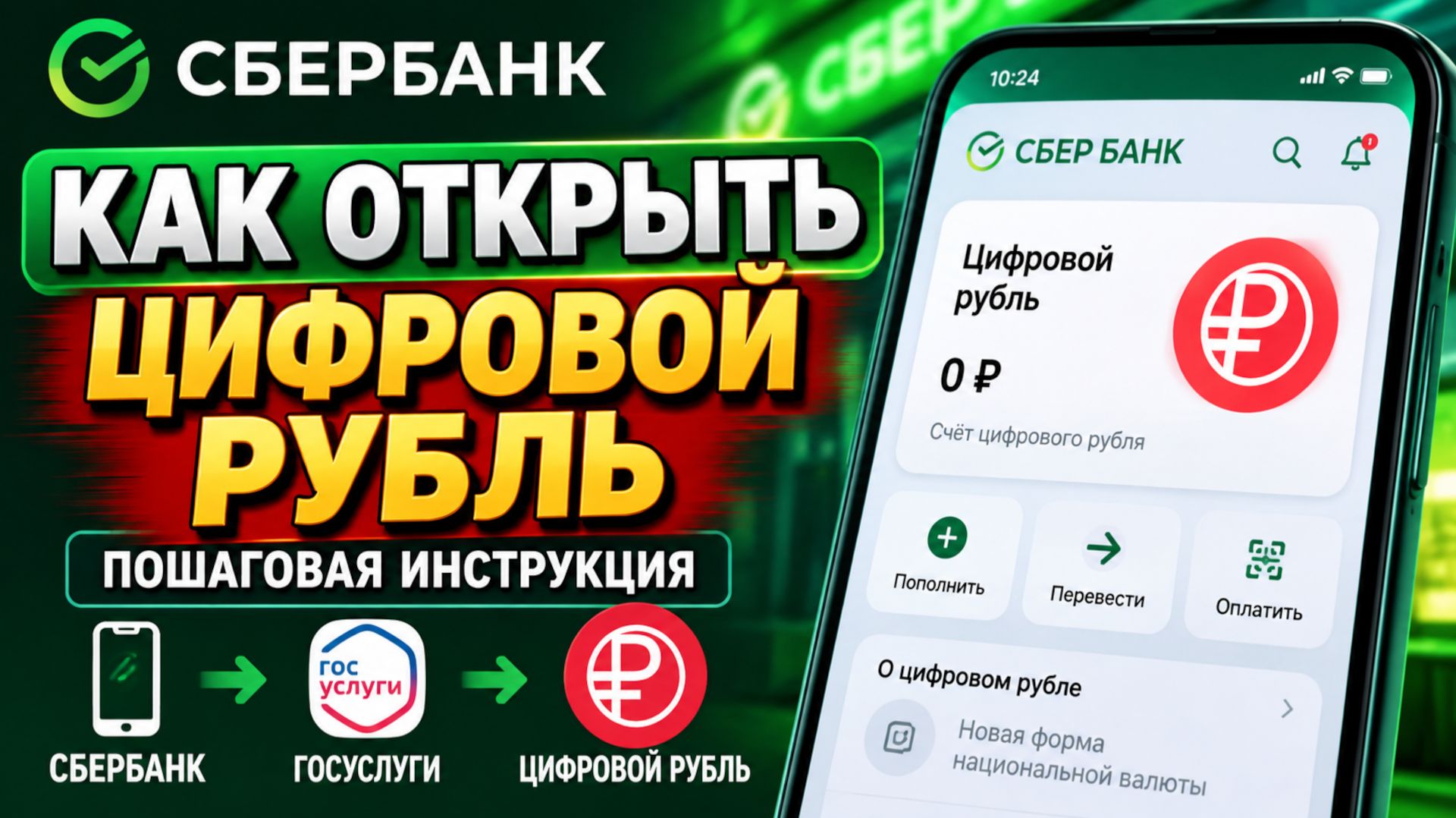 Как открыть счет цифрового рубля в Сбербанке